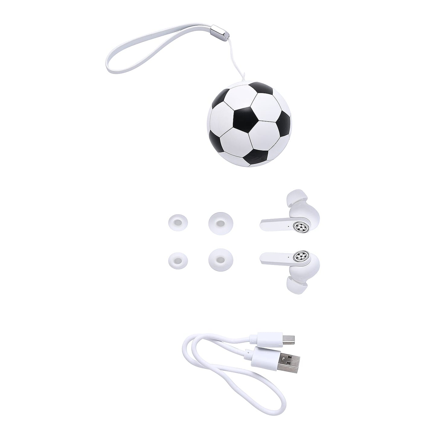 White and Red Bluetooth Wireless Ball Shape Earbuds with Charging Box (10x3.4 mm)