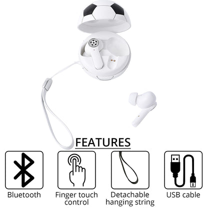 White and Red Bluetooth Wireless Ball Shape Earbuds with Charging Box (10x3.4 mm)