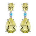 Ouro Verde Quartz and Malgache Neon Apatite Dangle Earrings in Platinum Over Sterling Silver 11.15 ctw - Sticky add to cart bar