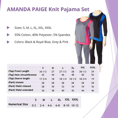 AMANDA PAIGE Blue Color Block Knit Pajama Set - L