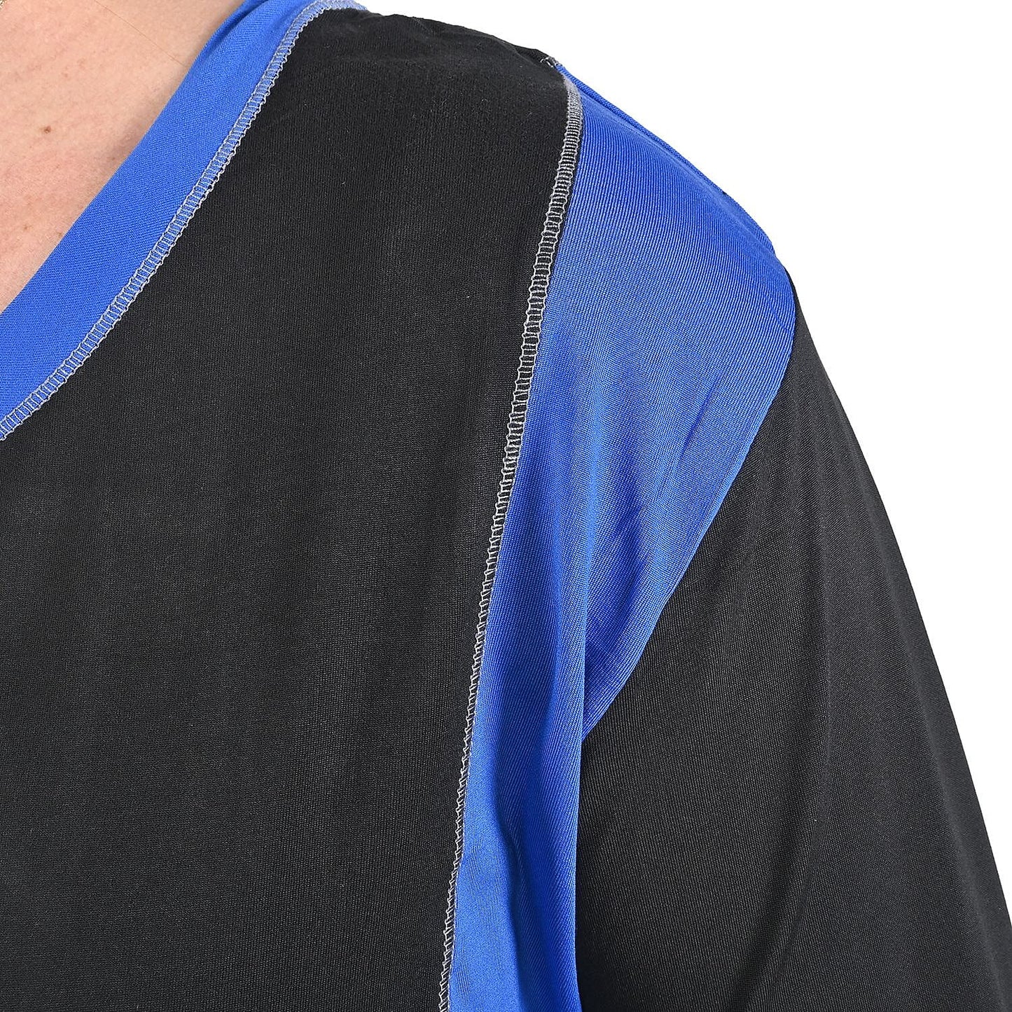 AMANDA PAIGE Blue Color Block Knit Pajama Set - L