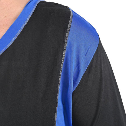 AMANDA PAIGE Blue Color Block Knit Pajama Set - L