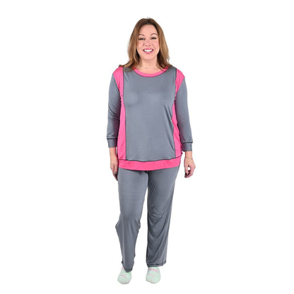 AMANDA PAIGE Blue Color Block Knit Pajama Set - L