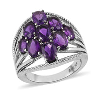 Amethyst Ring in Stainless Steel (Size 10.0) 3.40 ctw