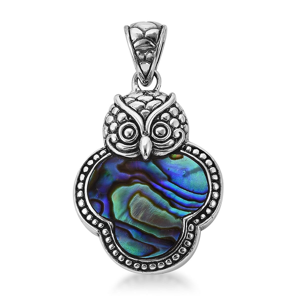 Bali Legacy Abalone Shell Owl Pendant in Sterling Silver