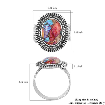 SANTA FE Style Multi Gemstone Ring in Sterling Silver 3.75 ctw