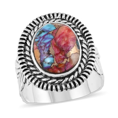 SANTA FE Style Multi Gemstone Ring in Sterling Silver 3.75 ctw