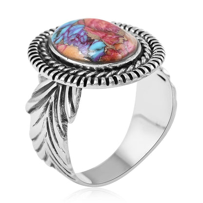 SANTA FE Style Multi Gemstone Ring in Sterling Silver 3.75 ctw