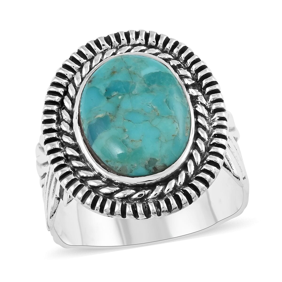 SANTA FE Style Multi Gemstone Ring in Sterling Silver 3.75 ctw