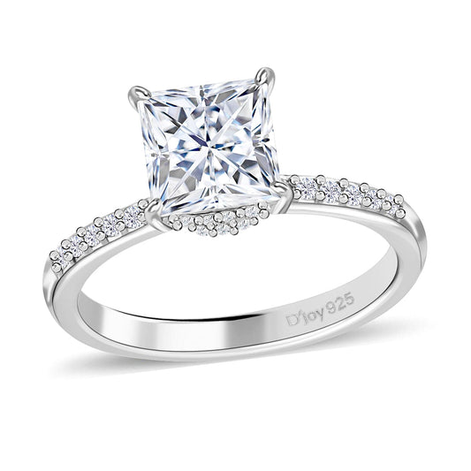 Moissanite Ring in Platinum Over Sterling Silver (Size 10.0) 2.00 ctw