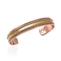 Magnetic By Design 3D Chain Pattern Cuff Bracelet in Silvetone, Rosetone and Goldtone (7.50 In) - Sticky add to cart bar