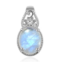 Kuisa Rainbow Moonstone Solitaire Pendant in Platinum Over Copper 5.50 ctw