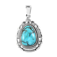 Artisan Crafted Blue Moon Turquoise Solitaire Pendant in Sterling Silver 4.75 ctw