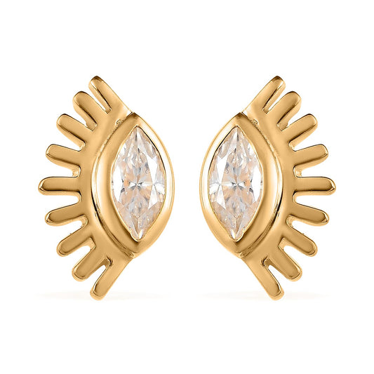 Moissanite Evil Eye Protector Earrings in Vermeil YG Over Sterling Silver 0.65 ctw