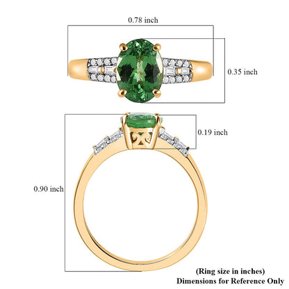 Luxoro 14K Yellow Gold AAA Tsavorite Garnet and G-H I3 Diamond Ring 1.40 ctw