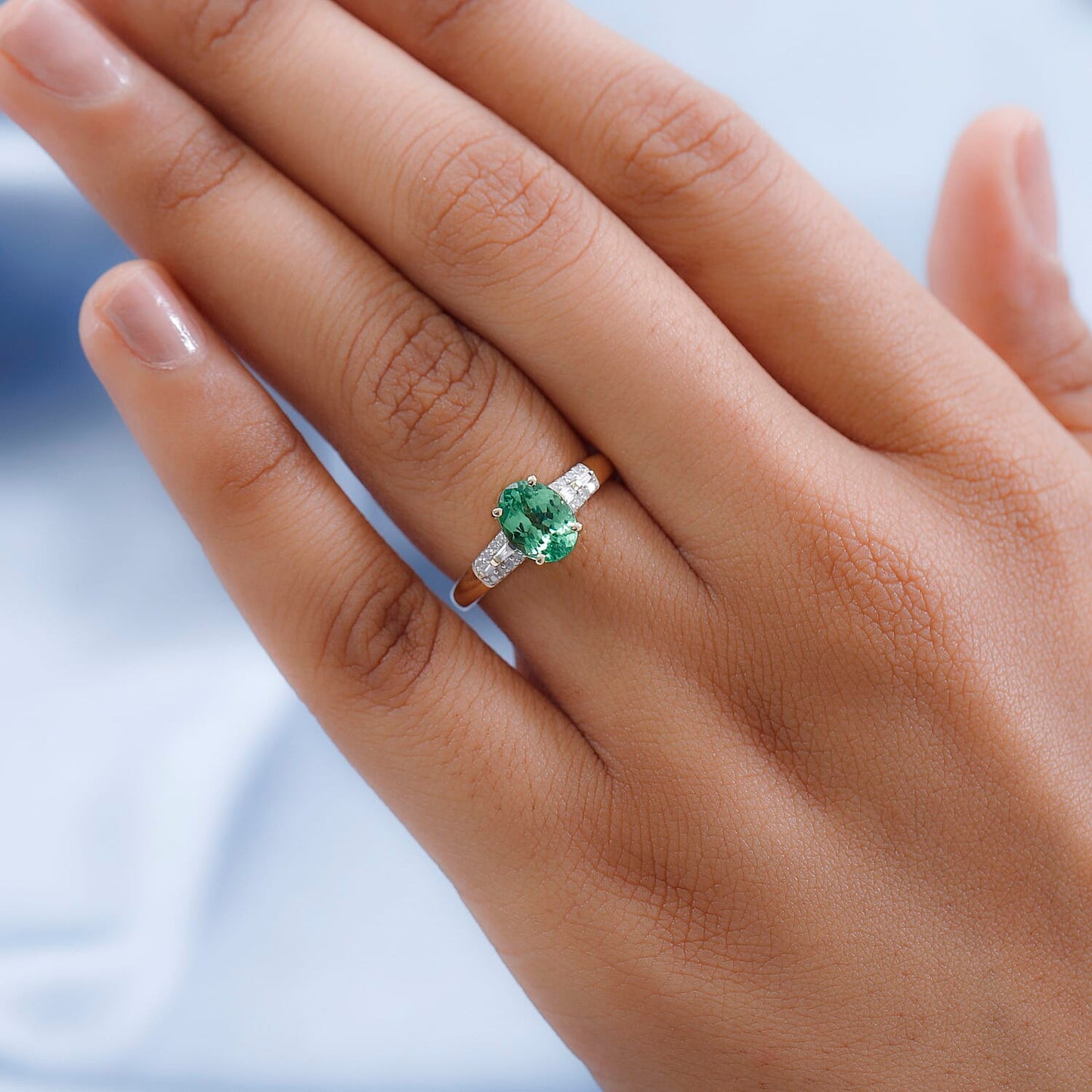 Luxoro 14K Yellow Gold AAA Tsavorite Garnet and G-H I3 Diamond Ring 1.40 ctw