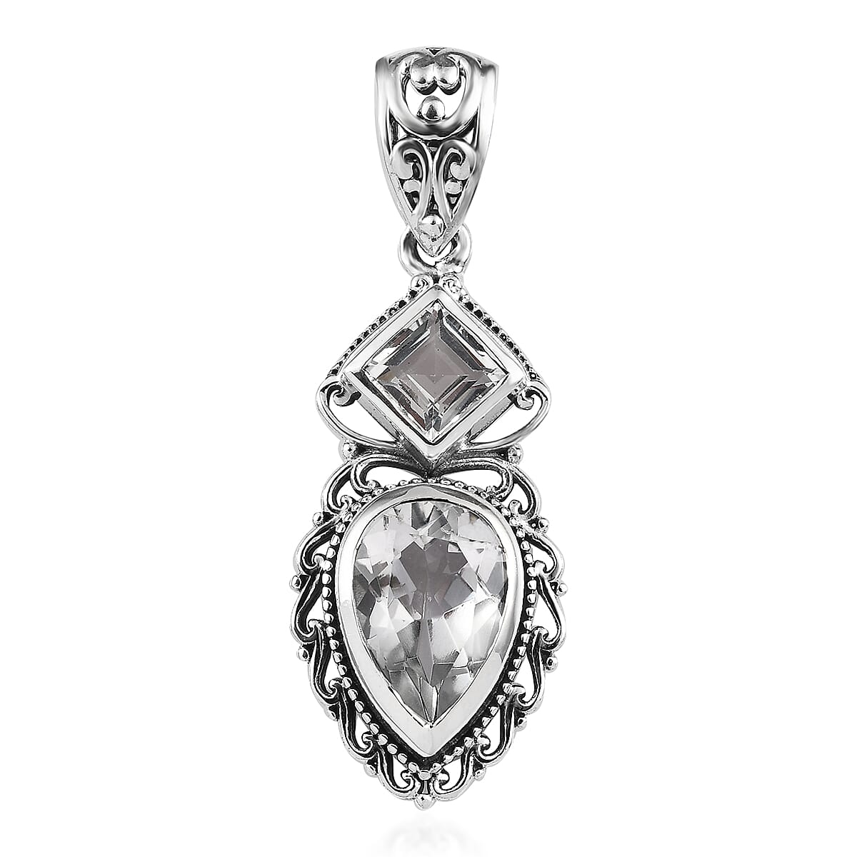 Artisan Crafted White Topaz Pendant in Sterling Silver 6.75 ctw