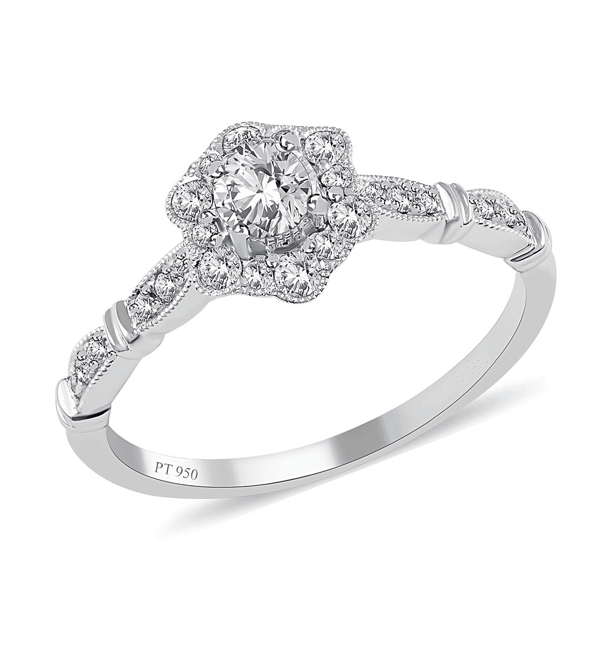Modani Eternal Beauty 950 Platinum G VVS1 White Diamond Ring 3.70 Grams 0.50 ctw