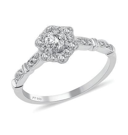 Modani Eternal Beauty 950 Platinum G VVS1 White Diamond Ring 3.70 Grams 0.50 ctw