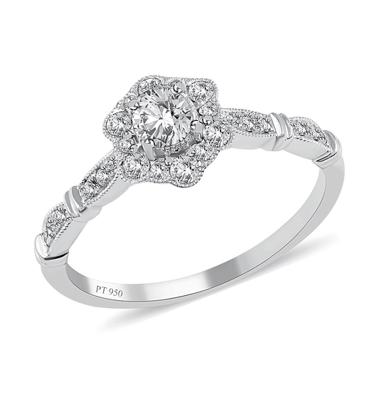 Modani Eternal Beauty 950 Platinum G VVS1 White Diamond Ring 3.70 Grams 0.50 ctw