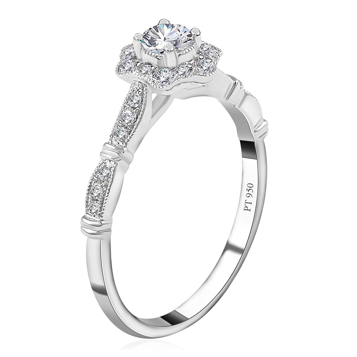 Modani Eternal Beauty 950 Platinum G VVS1 White Diamond Ring 3.70 Grams 0.50 ctw