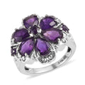 Amethyst Floral Ring in Stainless Steel 3.15 ctw - Sticky add to cart bar
