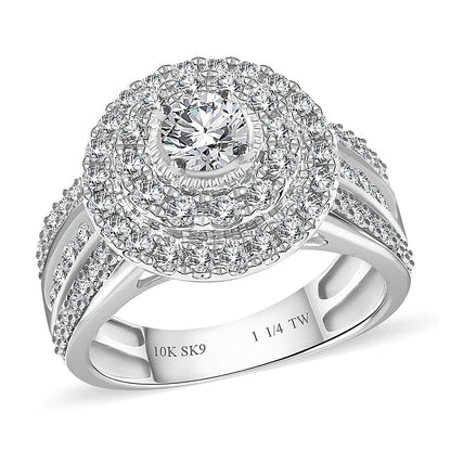 NY Closeout 10K White Gold G-H I1-I2 Diamond Ring 5 Grams 1.25 ctw