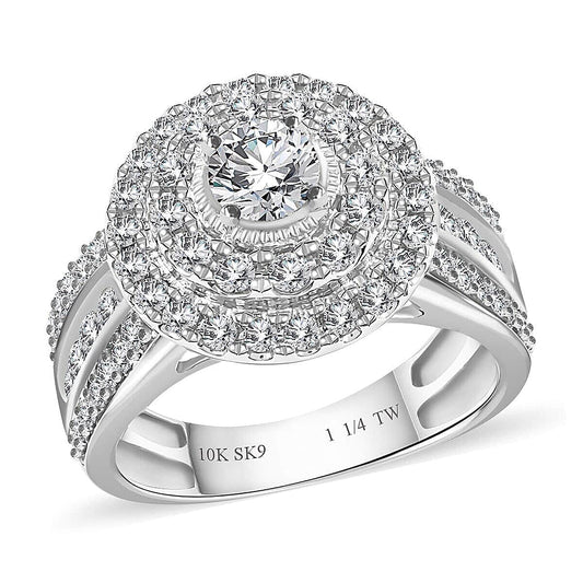 NY Closeout 10K White Gold G-H I1-I2 Diamond Ring 5 Grams 1.25 ctw