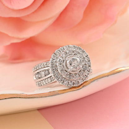 NY Closeout 10K White Gold G-H I1-I2 Diamond Ring 5 Grams 1.25 ctw