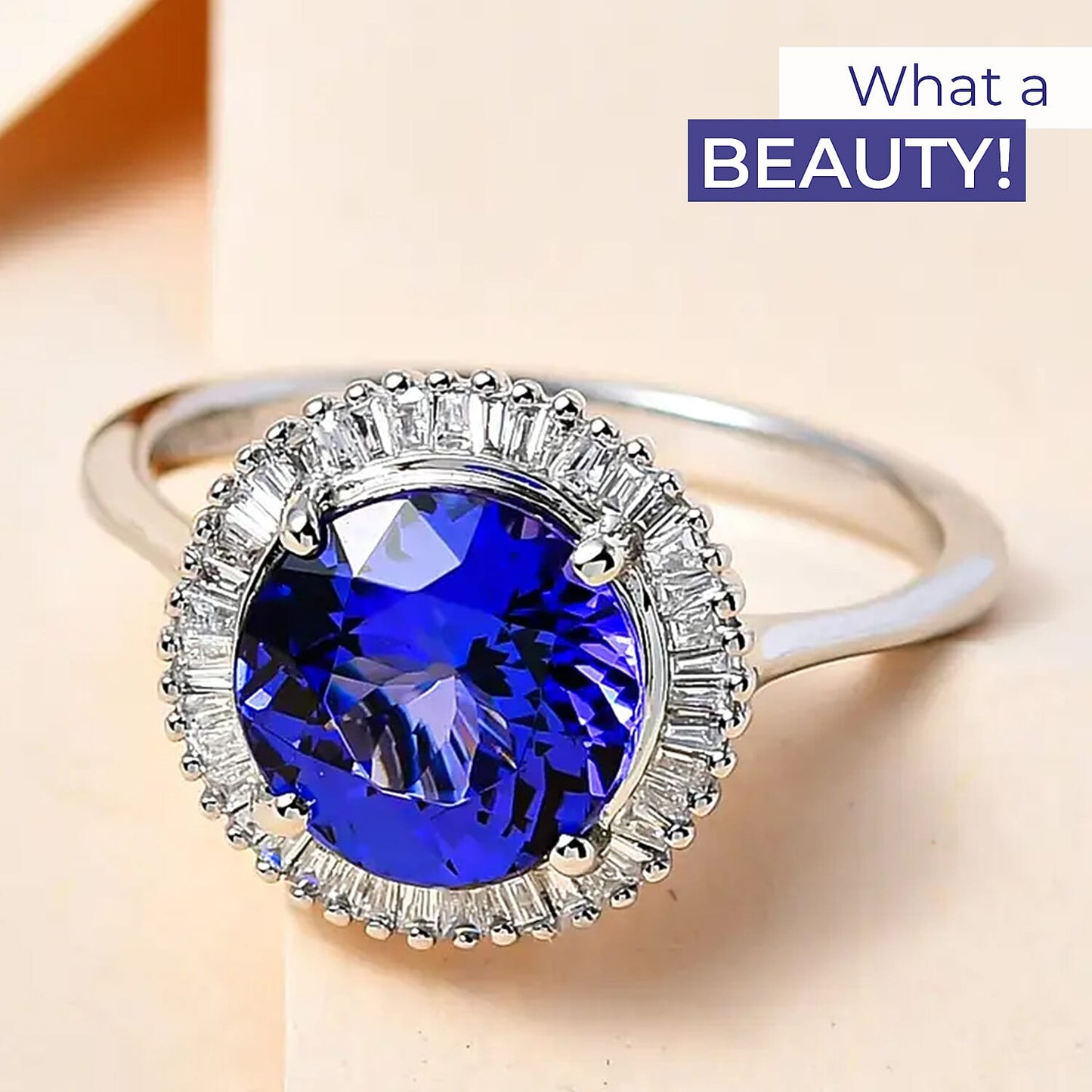 Doorbuster RHAPSODY 950 Platinum AAAA Tanzanite and E-F VS2 Diamond Ring 4.40 Grams 3.00 ctw