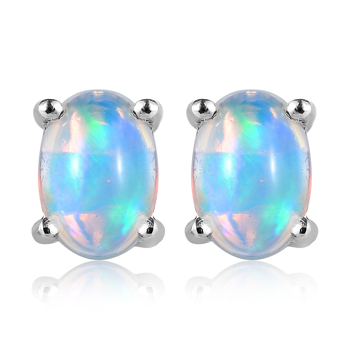 Premium Ethiopian Welo Opal Earrings in Platinum Over Sterling Silver 1.00 ctw