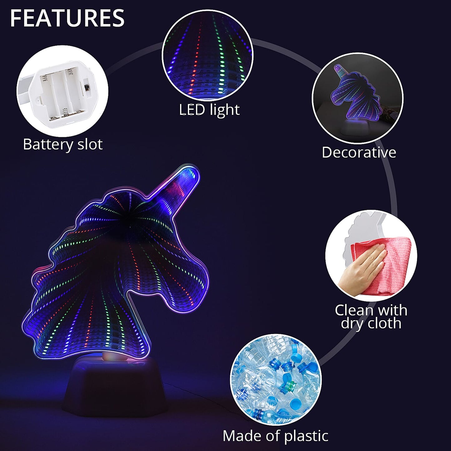 Unicorn Inspired LED Tunnel Light (5.71"x7.48") (3xAA Battery Not Included)