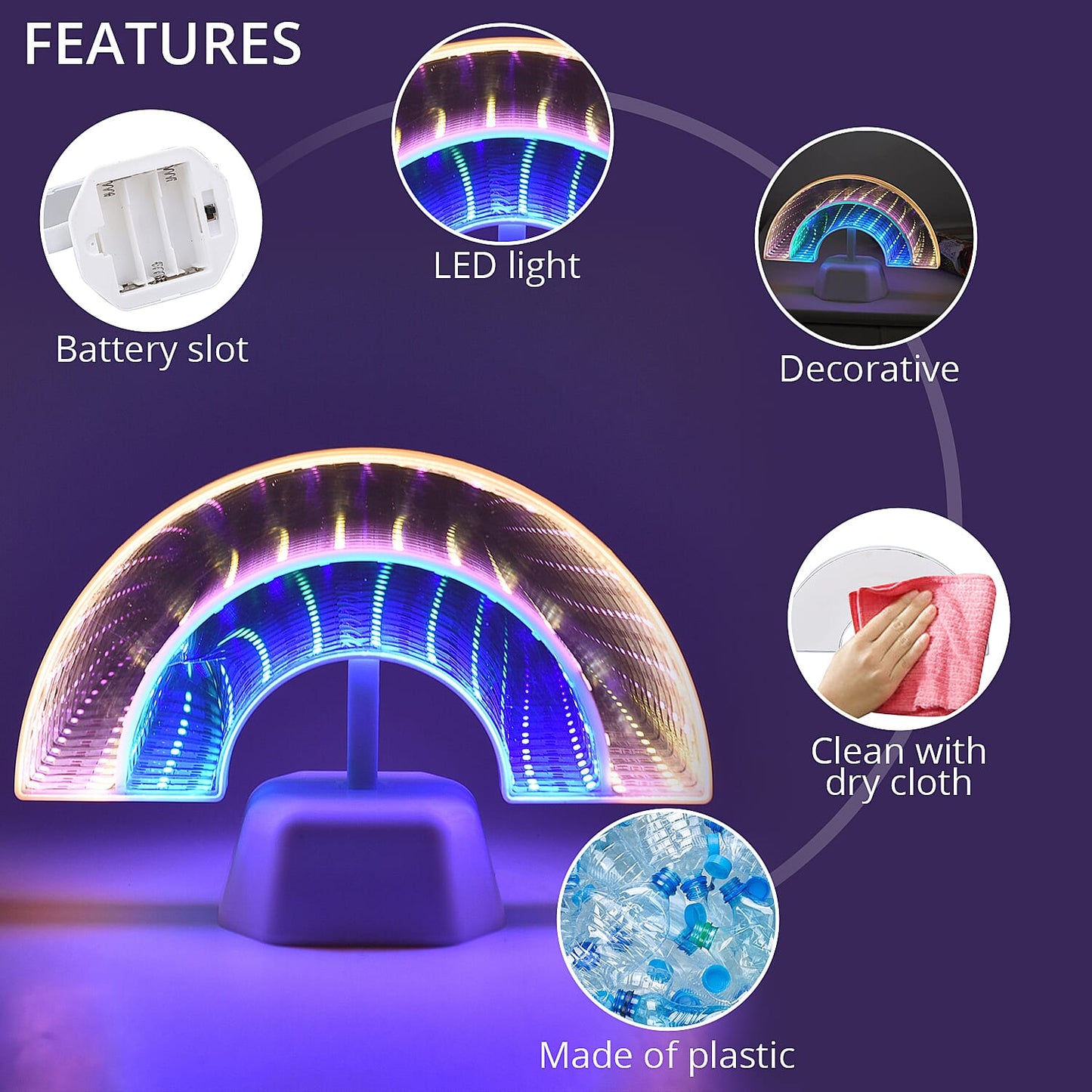 Unicorn Inspired LED Tunnel Light (5.71"x7.48") (3xAA Battery Not Included)