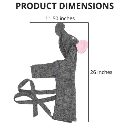 Dark Grey and Pink Elephant Pattern 100% Cotton Knitted Soft Hooded Toddler Baby Bath Towel (26"x11.5")