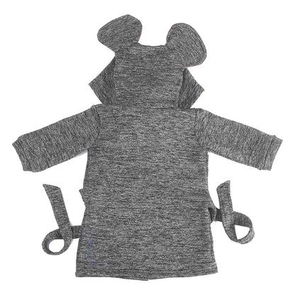 Dark Grey and Pink Elephant Pattern 100% Cotton Knitted Soft Hooded Toddler Baby Bath Towel (26"x11.5")