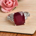 Niassa Ruby and Zircon Ring in Platinum Over Sterling Silver 8.90 ctw