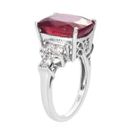 Niassa Ruby and Zircon Ring in Platinum Over Sterling Silver 8.90 ctw