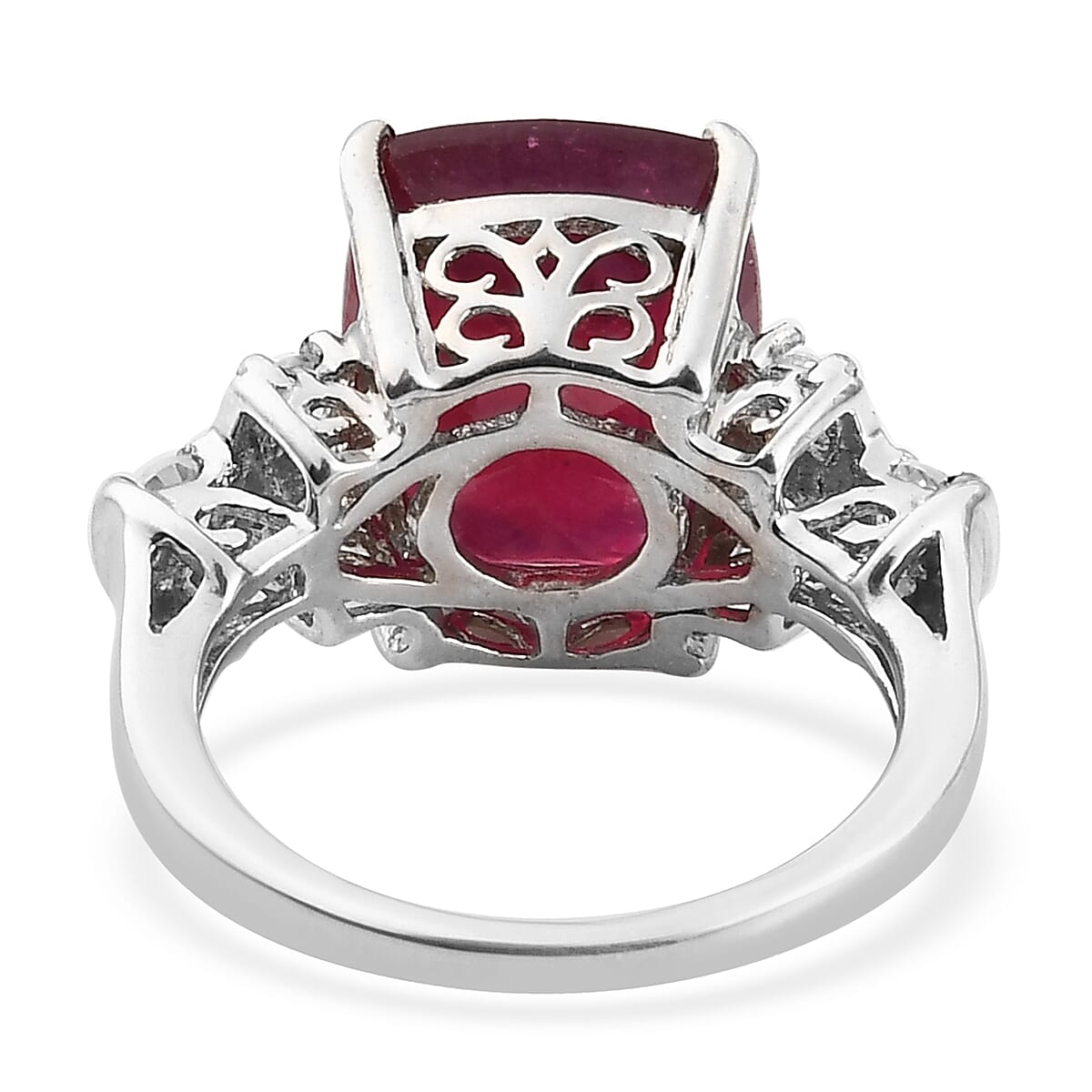 Niassa Ruby and Zircon Ring in Platinum Over Sterling Silver 8.90 ctw (5)