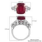 Niassa Ruby and Zircon Ring in Platinum Over Sterling Silver 8.90 ctw