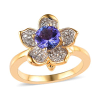GP Italian Garden Collection Tanzanite, Multi Gemstone Floral Ring in Vermeil YG Over Sterling Silver 1.40 ctw