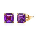 Luxoro 10K Rose Gold Asscher Cut AAA Lusaka Amethyst Solitaire Stud Earrings 3.65 ctw - Sticky add to cart bar
