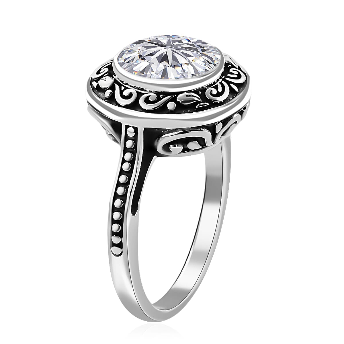 Bali Legacy Moissanite Ring in Sterling Silver 4.80 ctw