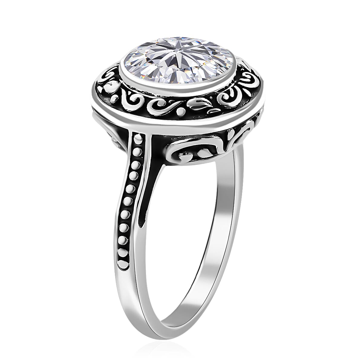 Bali Legacy Moissanite Ring in Sterling Silver 4.80 ctw