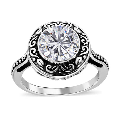 Bali Legacy Moissanite Ring in Sterling Silver 4.80 ctw