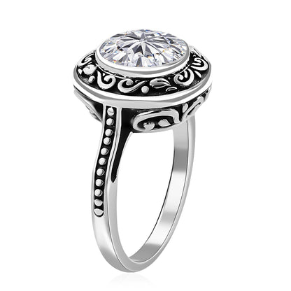 Bali Legacy Moissanite Ring in Sterling Silver 4.80 ctw