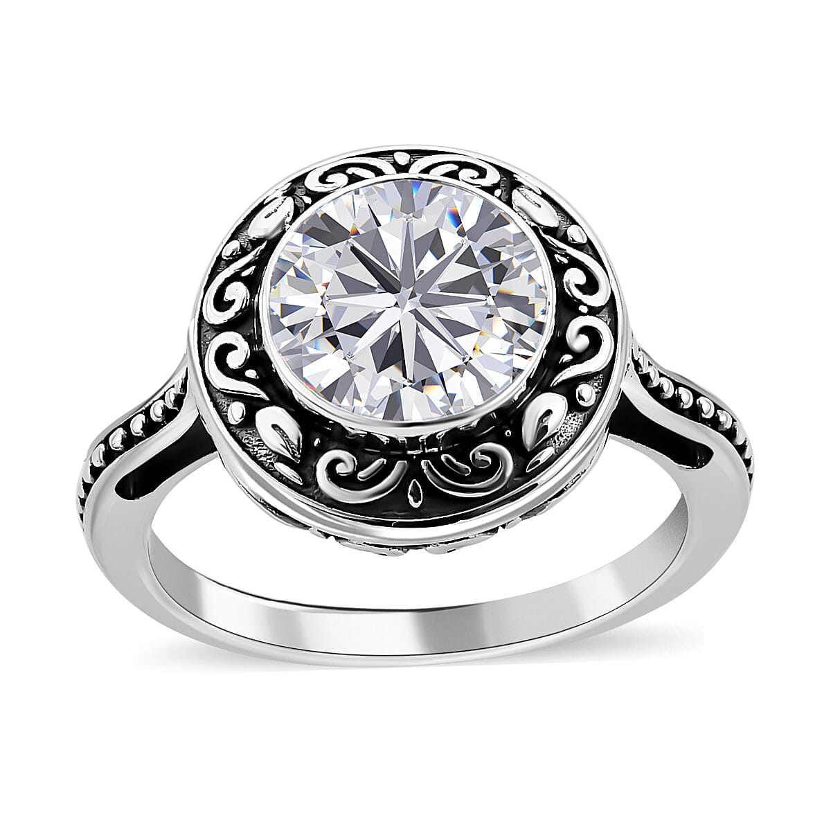 Bali Legacy Moissanite Ring in Sterling Silver 4.80 ctw