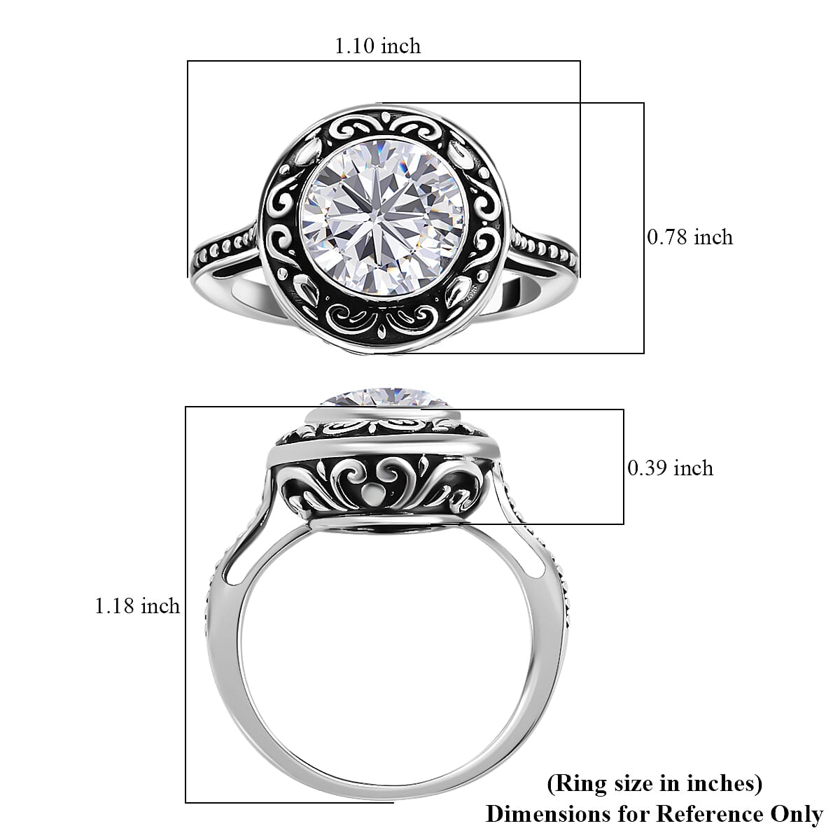 Bali Legacy Moissanite Ring in Sterling Silver 4.80 ctw