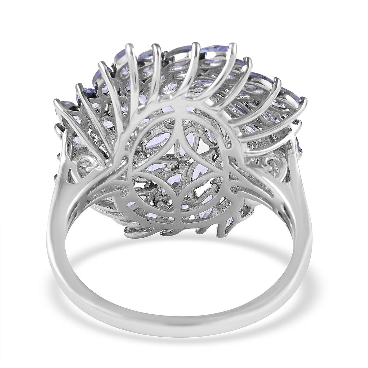 Tanzanite Cluster Ring in Platinum Over Sterling Silver (Size 10.0) 4.85 ctw