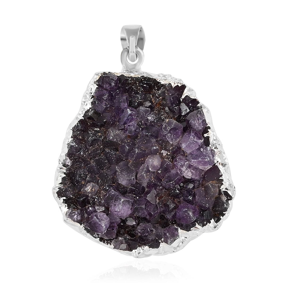 Amethyst Pendant without Chain in Silvertone 67.70 ctw
