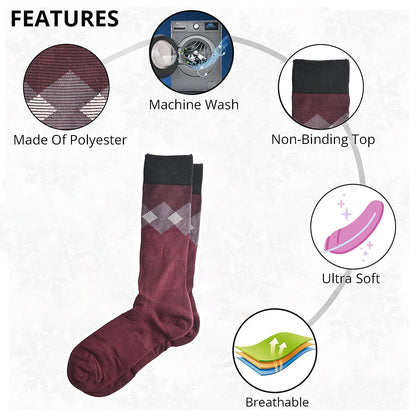 Dr. Scholls Men's 2pck Micro Pattern Dress Crew Socks -Burgundy/Gray (Sizes 7-12 )